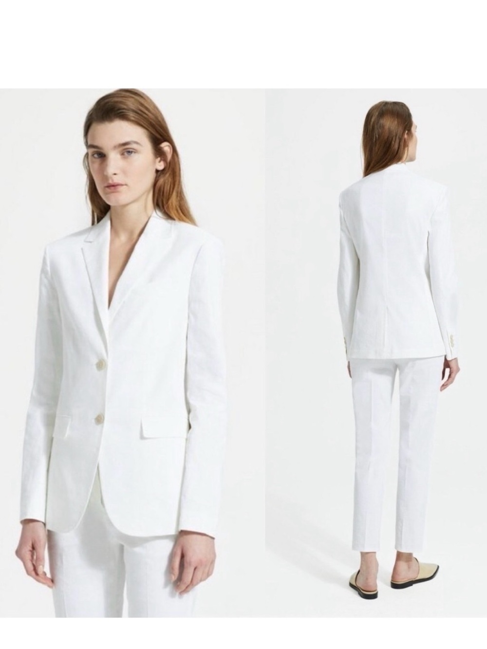 Theory White Boyfriend Jacket Blazer Eco Crunch Wash size 2